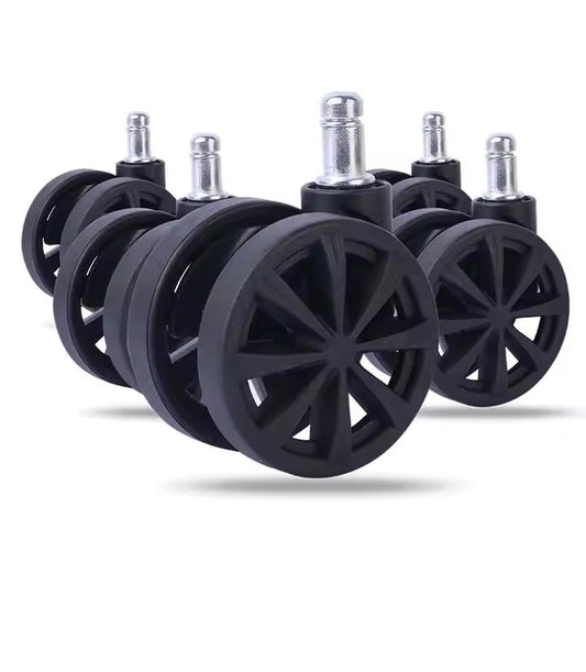 eBransa Set of 5 Pcs 11mm Universal Fit Size Replacement Caster Wheels, Chair Casters, Rollerblade for Office Chairs, Gaming Chair, Computer Desk Chair Swivel Furniture Chair, Easy installation Black