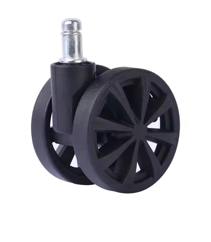 eBransa Set of 5 Pcs 11mm Universal Fit Size Replacement Caster Wheels, Chair Casters, Rollerblade for Office Chairs, Gaming Chair, Computer Desk Chair Swivel Furniture Chair, Easy installation Black