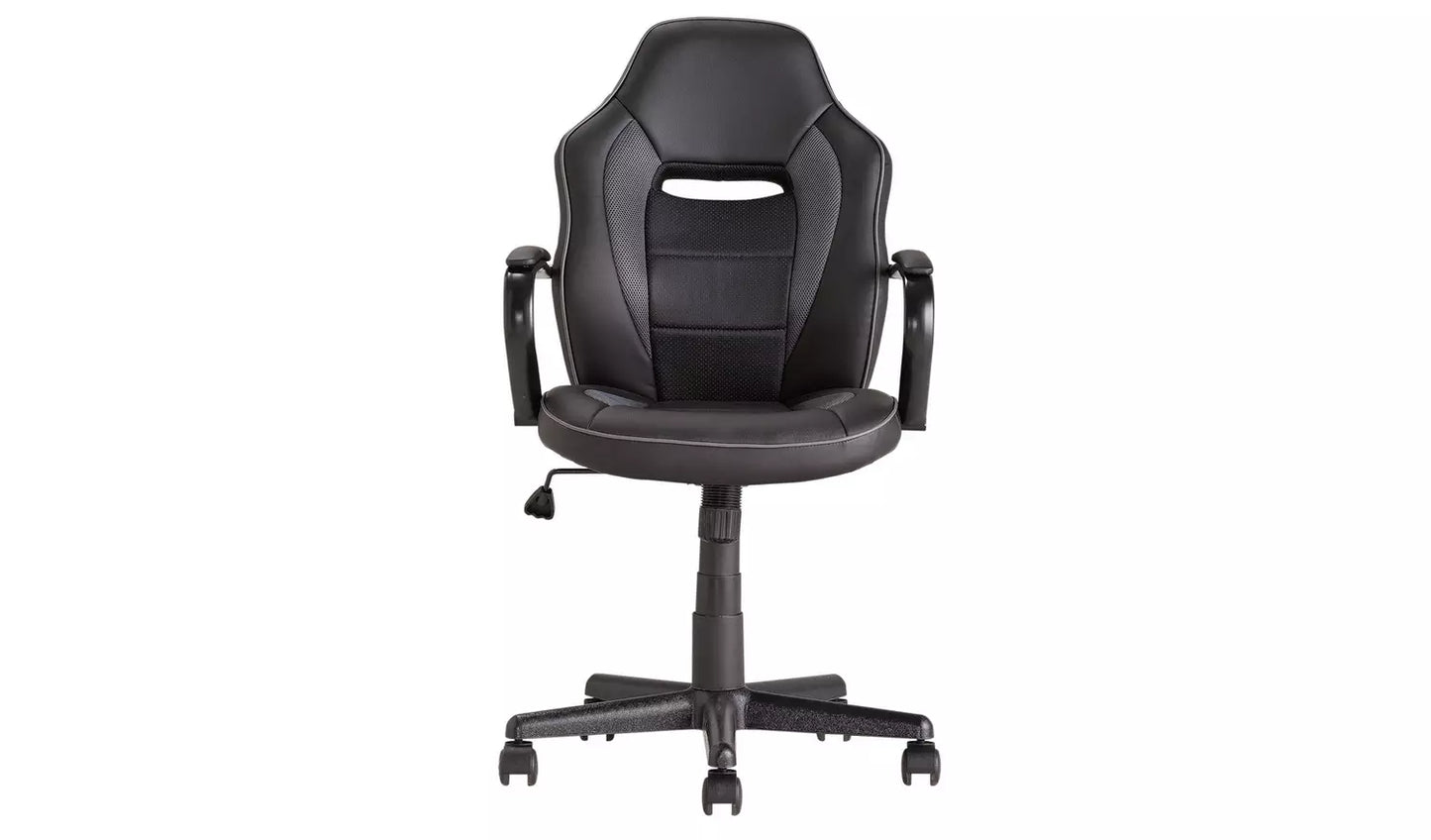 NEW - Argos Home Faux Leather Mid Back Gaming Chair - Black