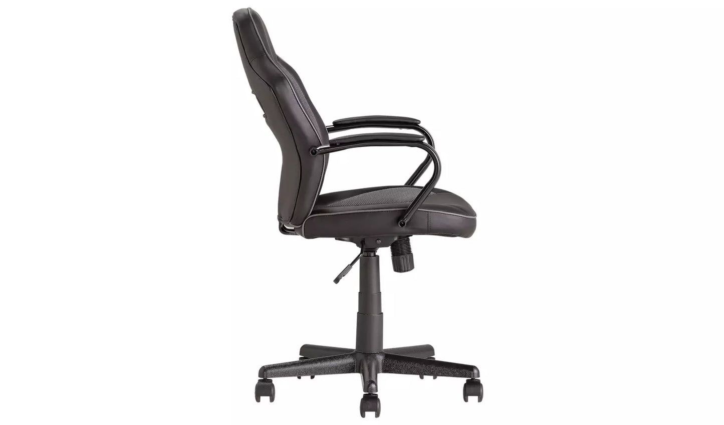 NEW - Argos Home Faux Leather Mid Back Gaming Chair - Black