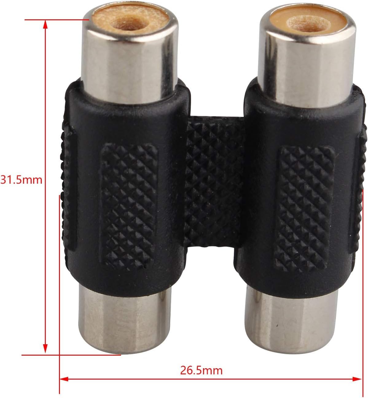 eBransa Twin/Dual RCA Female to Female Coupler Audio Extension Adapter for Gaming Chair Audio Connectivity, Record Player CD MP3 Reciever Amplifier Stereo Phono Cable Black