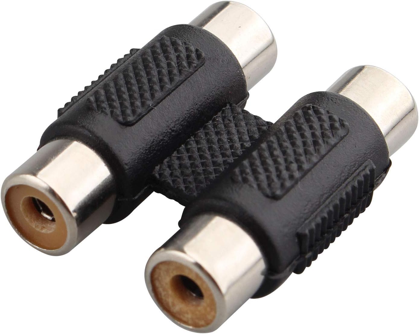 eBransa Twin/Dual RCA Female to Female Coupler Audio Extension Adapter for Gaming Chair Audio Connectivity, Record Player CD MP3 Reciever Amplifier Stereo Phono Cable Black