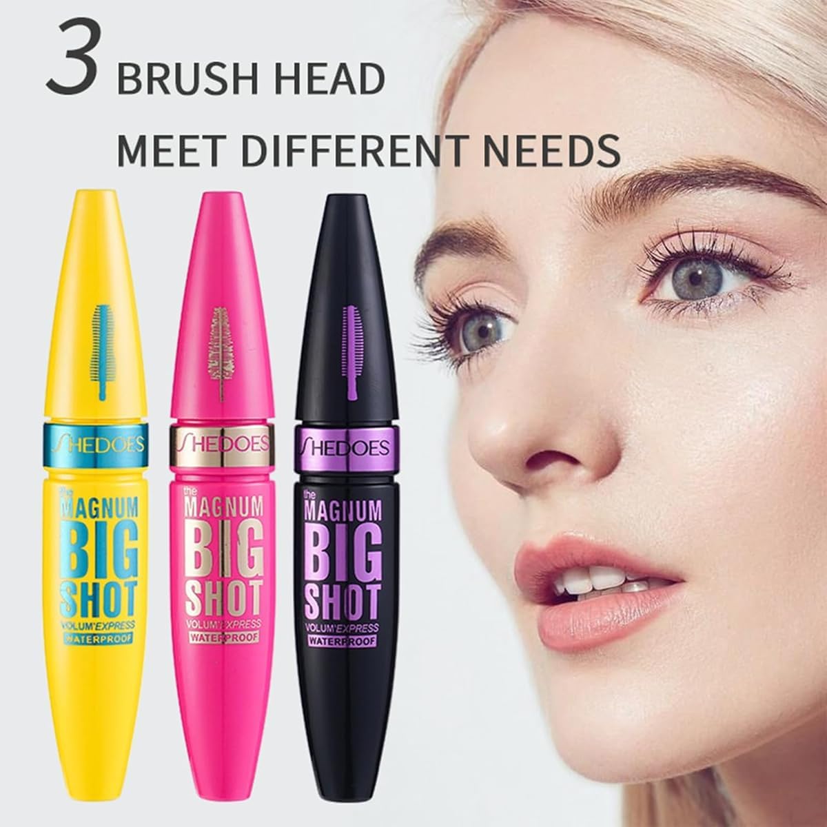 4D Silk Fiber Black Mascaras - 3PCS Different Brush Heads Mascaras - Black Volume and Length Waterproof - Extra Long Thick & Voluminous Lash Mascaras - Not Blooming Curling Natural Eye Makeup10ML