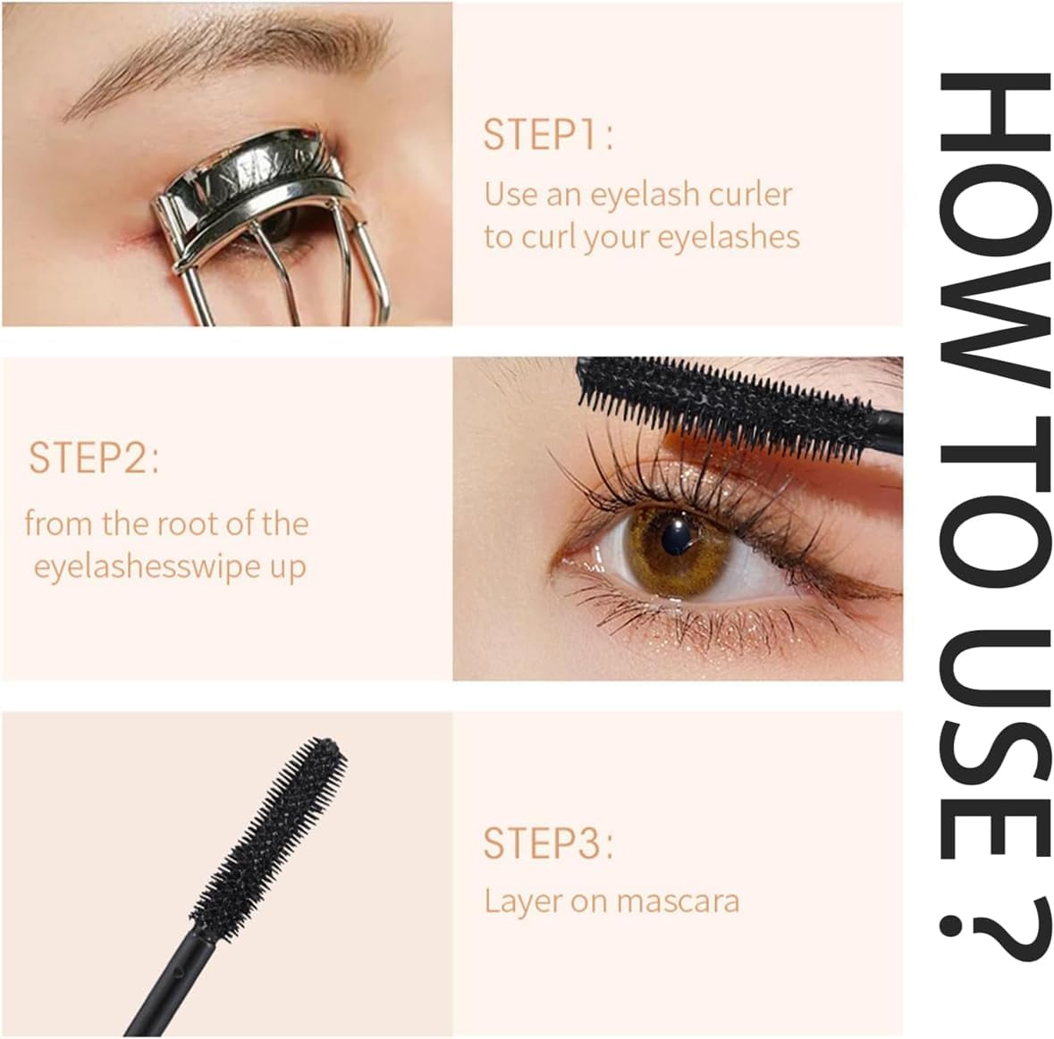 4D Silk Fiber Black Mascaras - 3PCS Different Brush Heads Mascaras - Black Volume and Length Waterproof - Extra Long Thick & Voluminous Lash Mascaras - Not Blooming Curling Natural Eye Makeup10ML