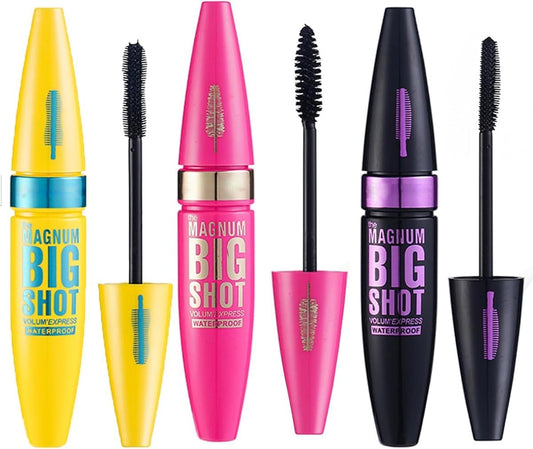 4D Silk Fiber Black Mascaras - 3PCS Different Brush Heads Mascaras - Black Volume and Length Waterproof - Extra Long Thick & Voluminous Lash Mascaras - Not Blooming Curling Natural Eye Makeup10ML