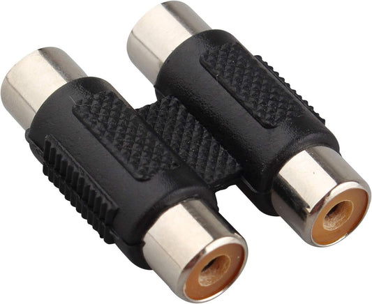 eBransa Twin/Dual RCA Female to Female Coupler Audio Extension Adapter for Gaming Chair Audio Connectivity, Record Player CD MP3 Reciever Amplifier Stereo Phono Cable Black