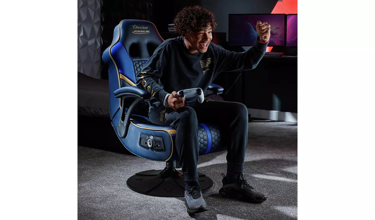 New - X Rocker Adrenaline V3 2.1 Bluetooth Audio Gaming Chair Blue