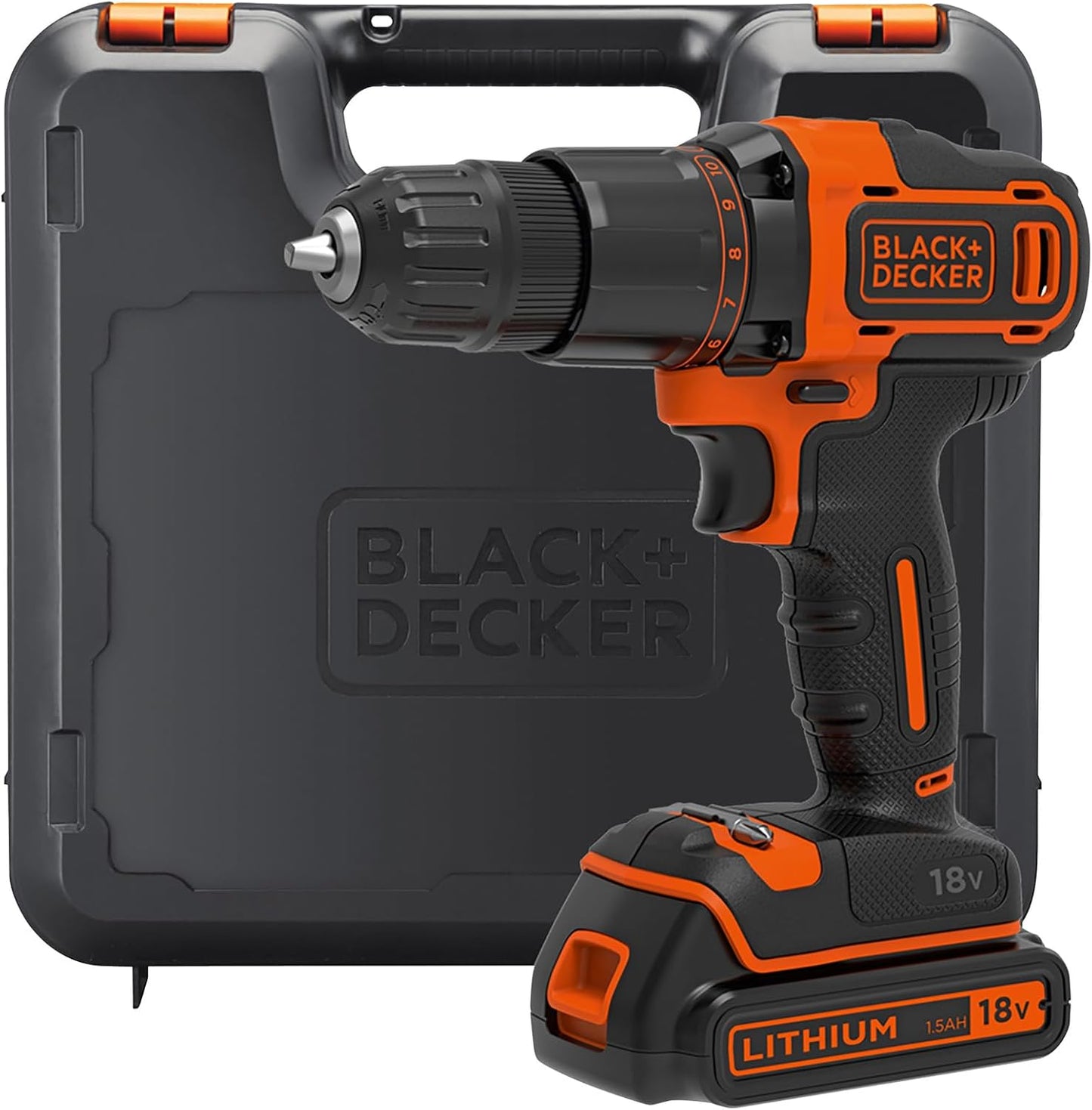 Black + Decker 18V Cordless Hammer Drill with Battery