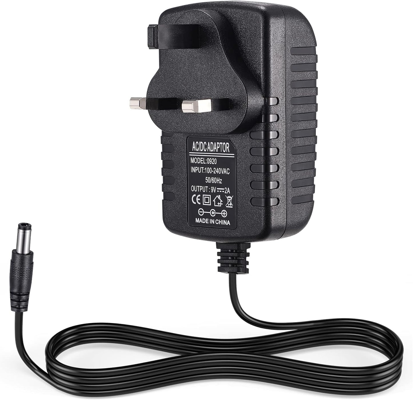 eBransa 2 x ( 9V 2A ) Power Adapter, AC Adapter 100-240V to 12v DC Power Supply Driver Transformer Universal Power Adapter 5.5mm x 2.1mm Jack for LED Strip Lights, Router, CCTV Camera, Monitor, Gaming Chairs - 1.5M