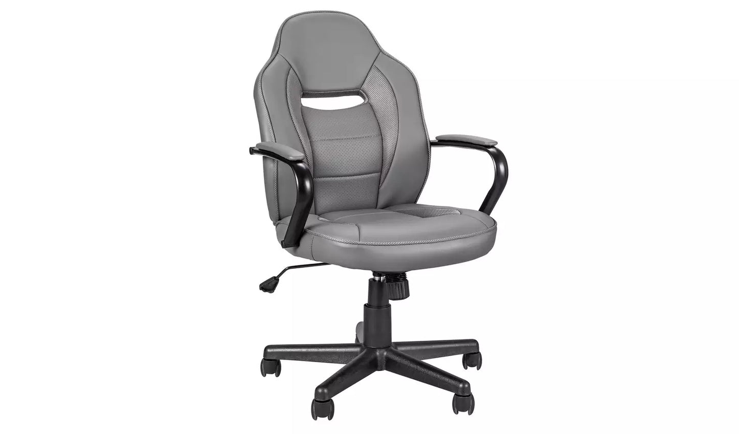 New - Argos Home Faux Leather Gaming Chair - Grey