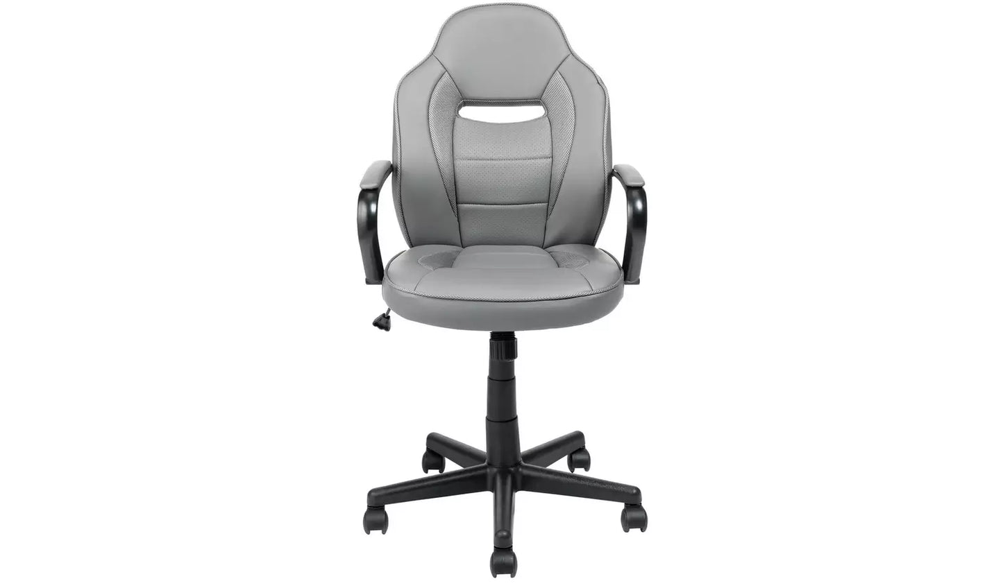 New - Argos Home Faux Leather Gaming Chair - Grey