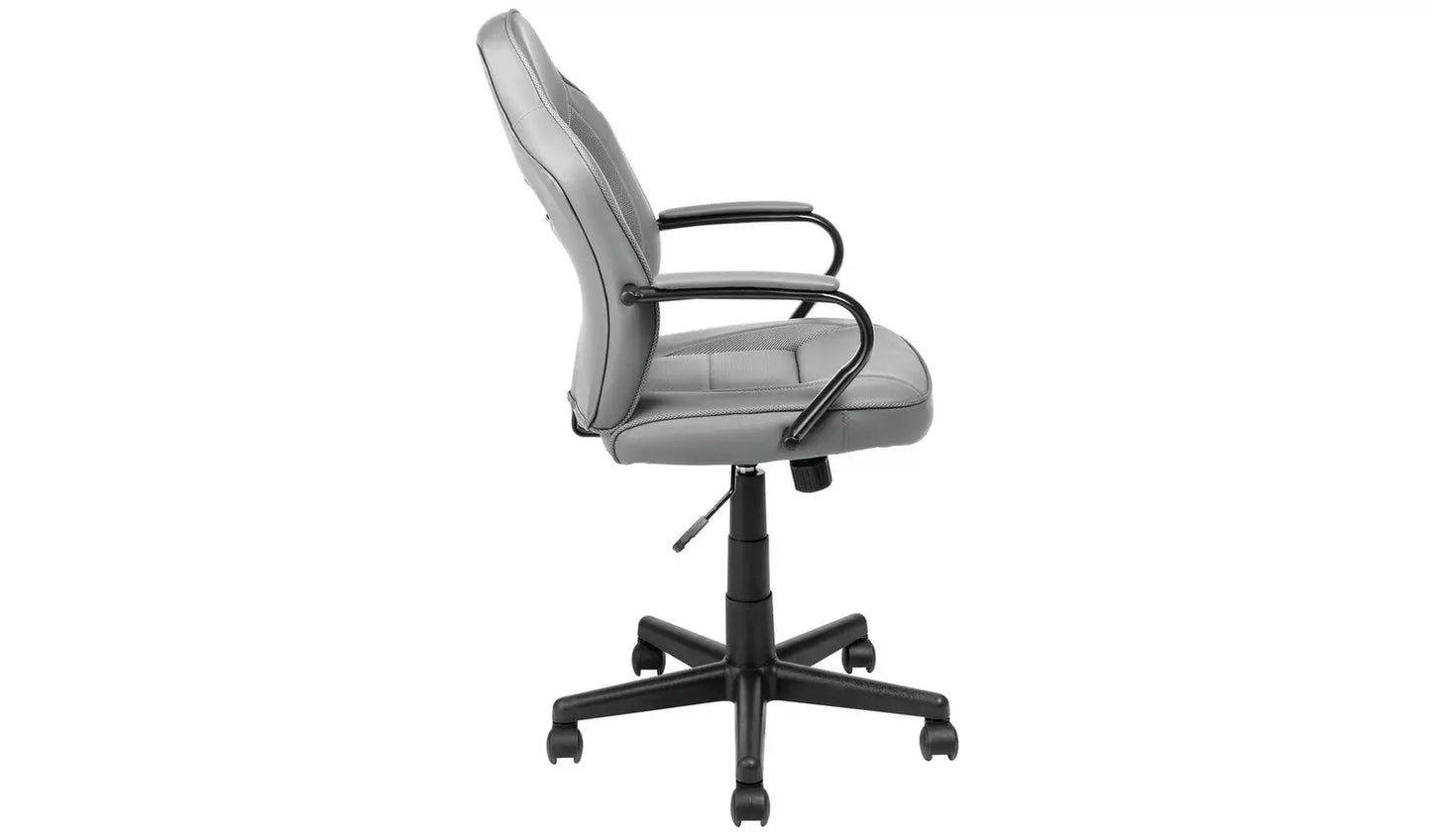 New - Argos Home Faux Leather Gaming Chair - Grey