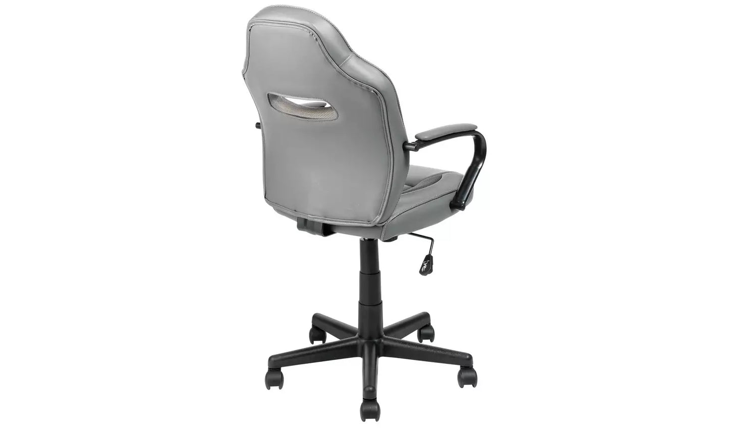 New - Argos Home Faux Leather Gaming Chair - Grey