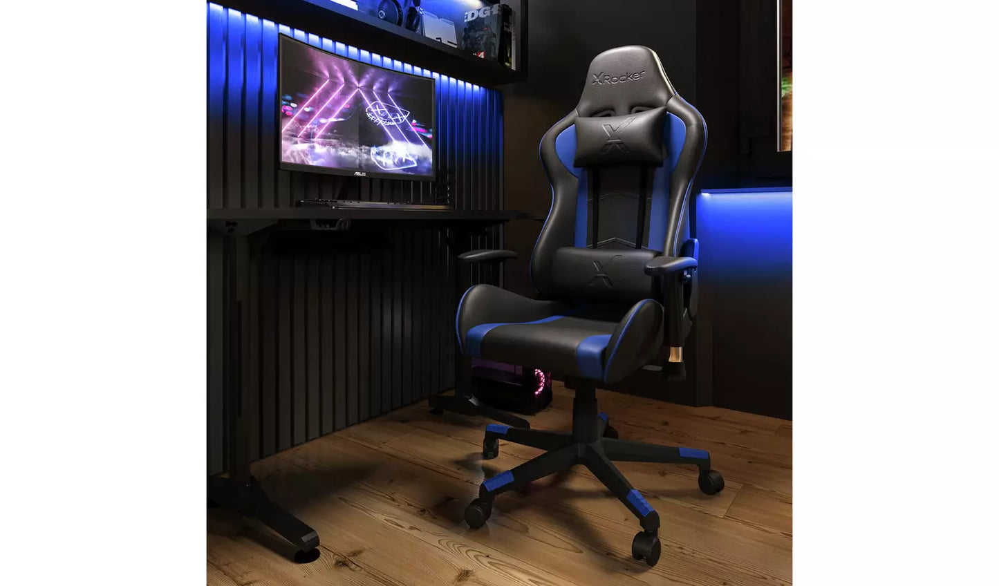 New - X Rocker Alpha eSports Office Gaming Chair - Blue