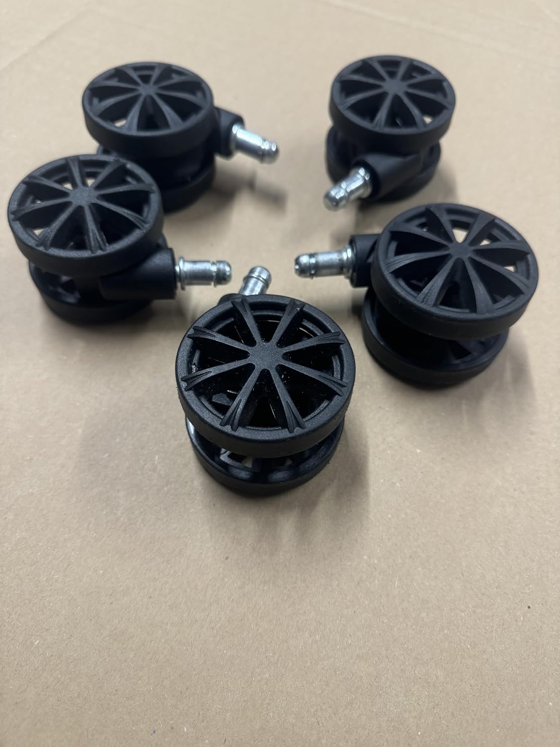 eBransa Set of 5 Pcs 11mm Universal Fit Size Replacement Caster Wheels, Chair Casters, Rollerblade for Office Chairs, Gaming Chair, Computer Desk Chair Swivel Furniture Chair, Easy installation Black