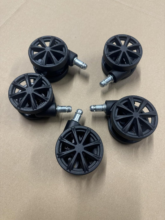 eBransa Set of 5 Pcs 11mm Universal Fit Size Replacement Caster Wheels, Chair Casters, Rollerblade for Office Chairs, Gaming Chair, Computer Desk Chair Swivel Furniture Chair, Easy installation Black