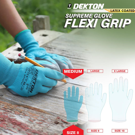 Dekton Flexi Grip Latex Coated Working Gloves | Ultimate Protection for DIY and Tradesmen | Ultra Grip Material | CE Cat 2 and EN388 Certified | Ideal for Protection in Various Task( M, L, XL )