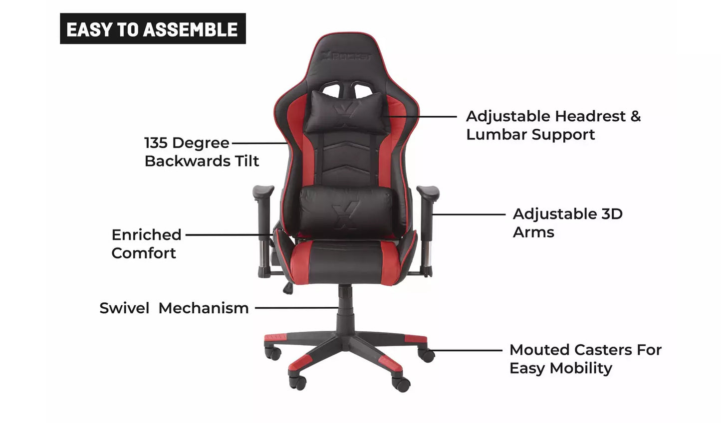 New - X Rocker Alpha eSports Office Gaming Chair - Red