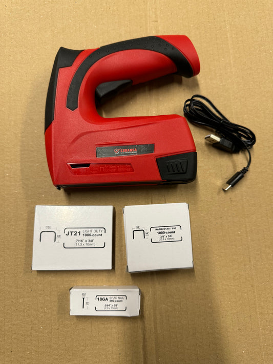4v Electric Cordless Staple Gun 2 in 1 Cordless Stapler, 1.5Ah Battery Powered Nail Gun for Upholstery Crafts, DIY, Including USB Charger Cable 2500pcs Free Staples and Brad Nails