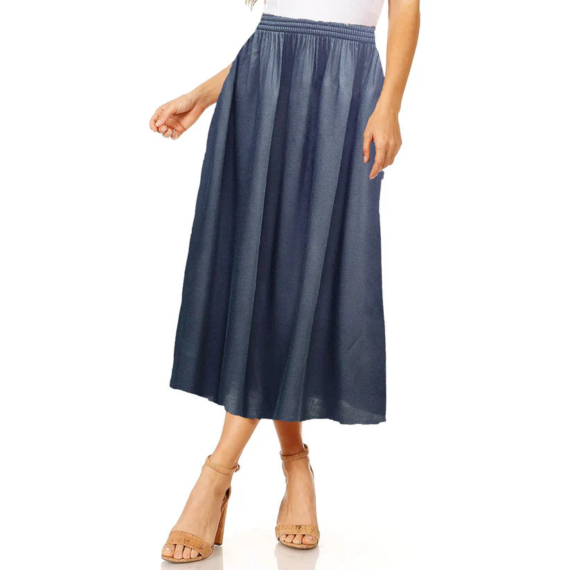 Women's Summer Skirt Elegant Floral Prints Elasticated Waist Lightweight & Comfy