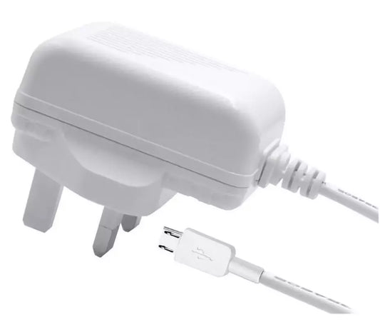 UK plug Design 5V 1000mA White Main Plug 3 pin Micro USB wall Charger - 1.5Mitre ( Pack of 3 )