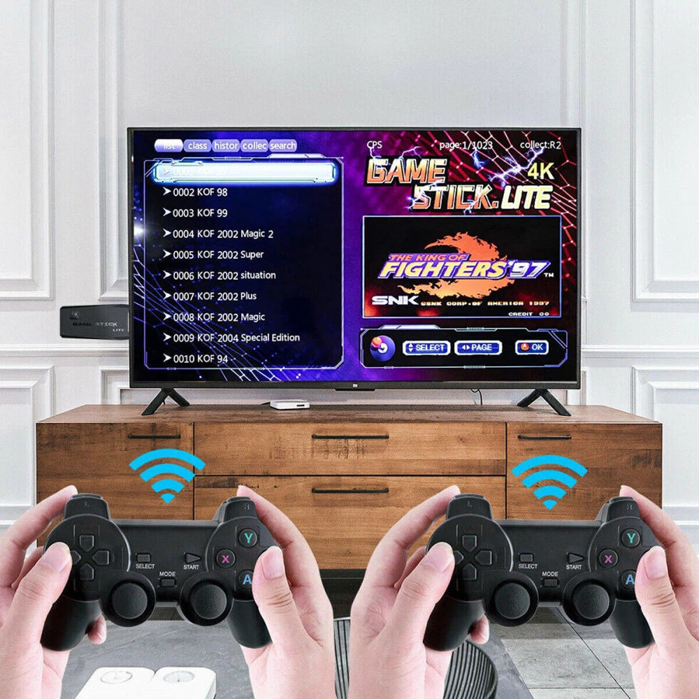 TV 64G Built-in 20000 Games Stick 2 Wireless Controller Gamepad 4K HD Video Game Console