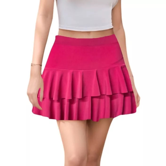 Women's RARA Mini Skirt Layered Elasticated Party Dance Skirt Casual