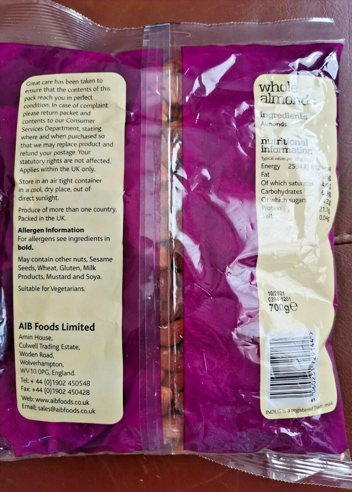 Indus Whole Almonds 700g, 1400g - High Protein Snack