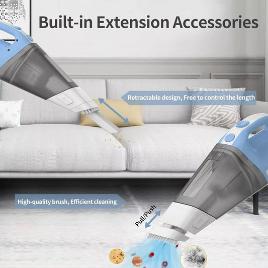 New - Handheld Vacuum Cleaner, Wireless Car Vacuum, 9000 Pa Suction Power, 11.1 V Li-ion 7800 mAh Battery, Quick Cleaning, Wet and Dry Use