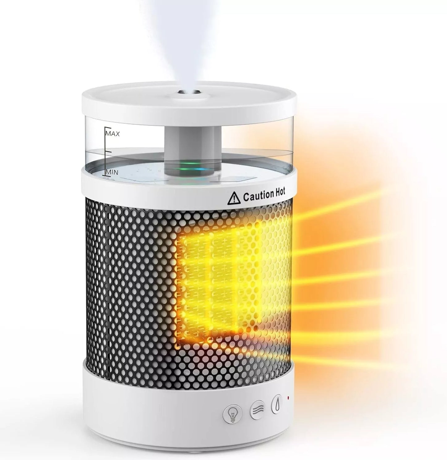 NEW - 2 IN 1 Mini Ceramic Fan Heater with Humidifier Low Energy Portable
