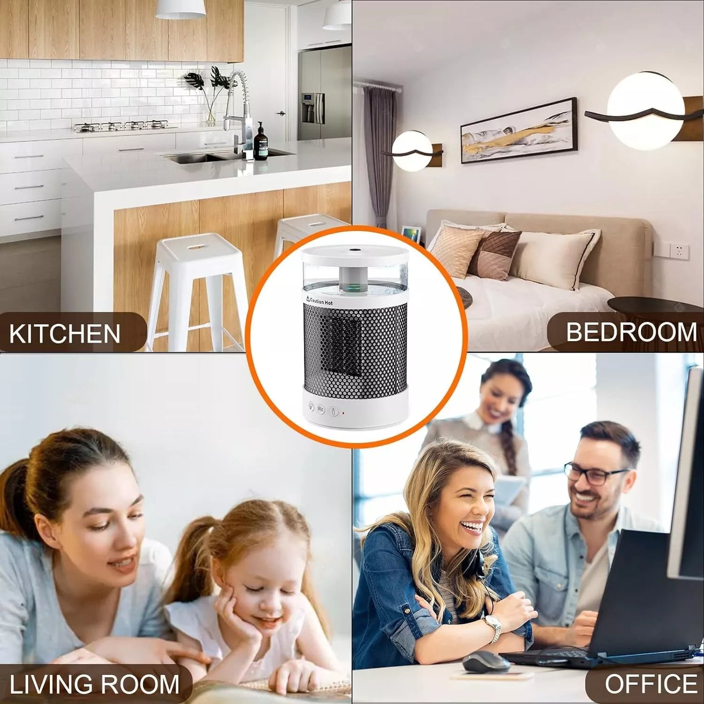 NEW - 2 IN 1 Mini Ceramic Fan Heater with Humidifier Low Energy Portable
