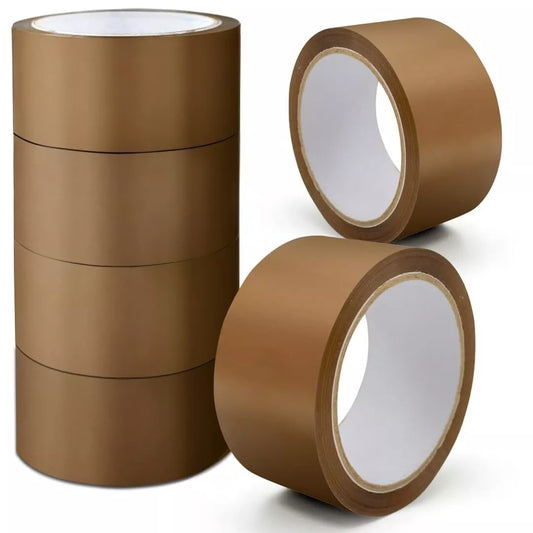 eBransa Cellotape Strong Brown Packing Tape Rolls Extra Long 6 Rolls | 24mm x 66m | Packaging Sellotape Parcel Cellotape Transparent Gift Wrap Tape