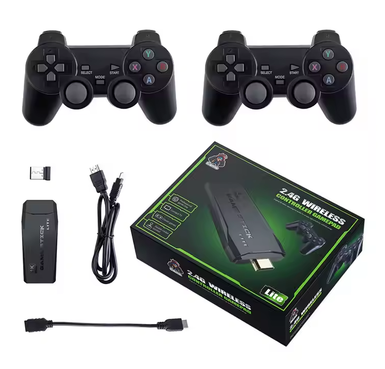 TV 64G Built-in 20000 Games Stick 2 Wireless Controller Gamepad 4K HD Video Game Console