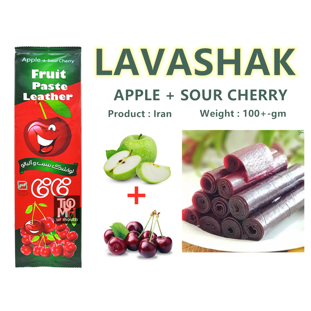 Fa Fa Mix Fruit Healthy Snack Flat Fruit Sour Lavashak Fruit Leather ( Apple + Sour Cherry ) + ( Apple + Plum ) - 100g ( Pack 2 )