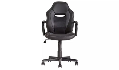 NEW - Argos Home Faux Leather Mid Back Gaming Chair - Black
