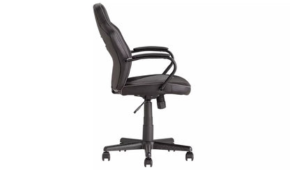 NEW - Argos Home Faux Leather Mid Back Gaming Chair - Black