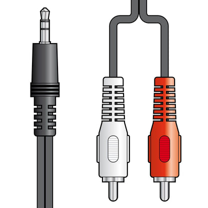 Aux cable 3.5mm Male Stereo - Audio Cable - Auxiliary for Cars, Headphones compatible with iPhones, iPad, Laptops - Black  -  1.5 mitres