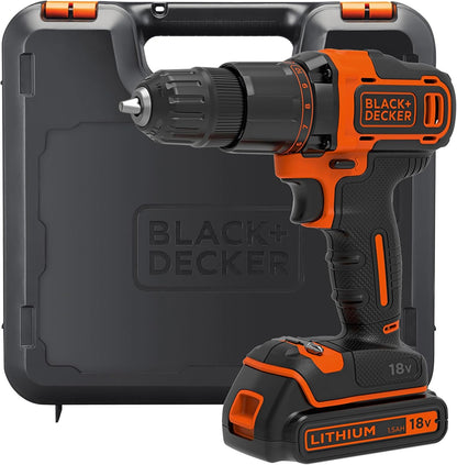 Black + Decker 18V Cordless Hammer Drill with Battery