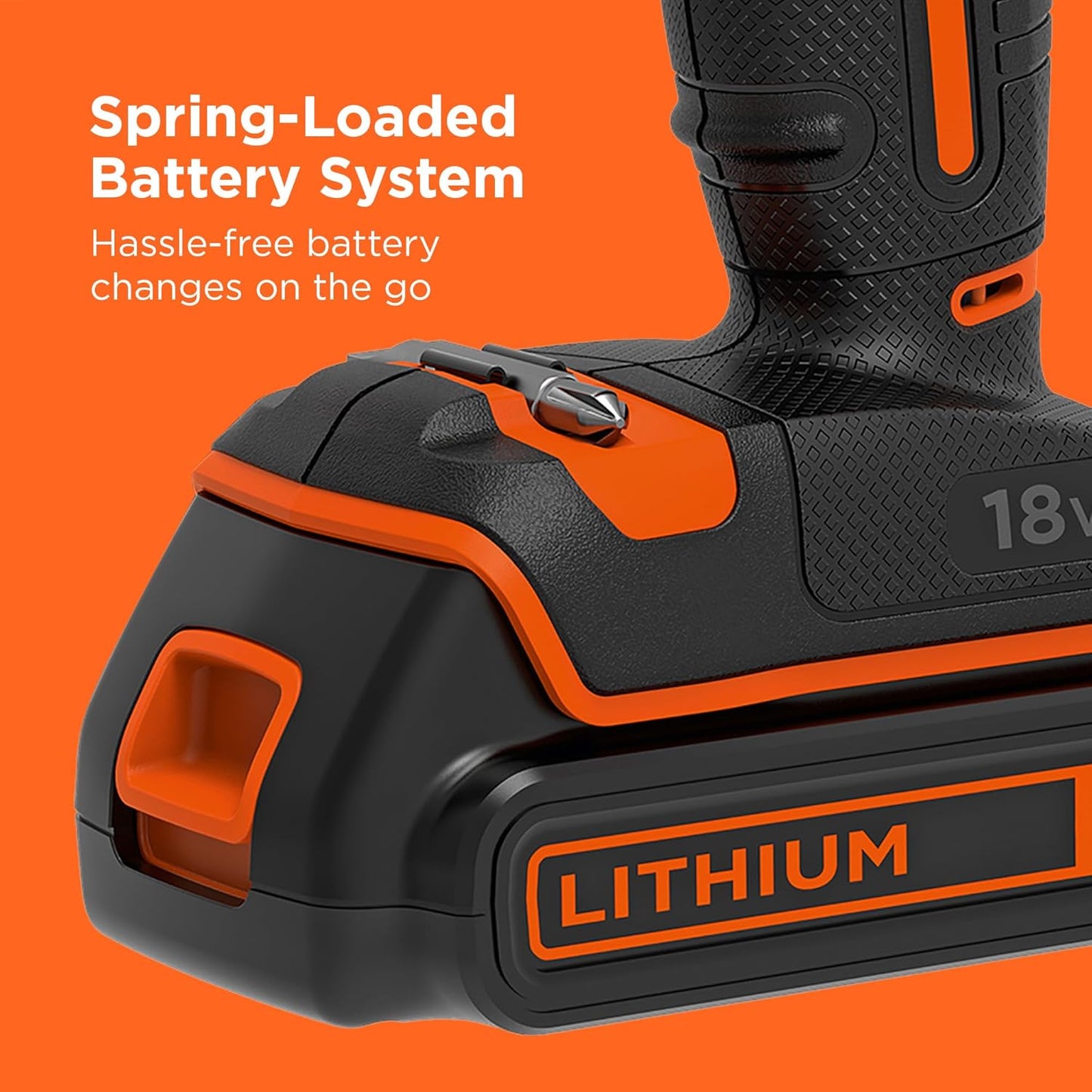 Black + Decker 18V Cordless Hammer Drill with Battery