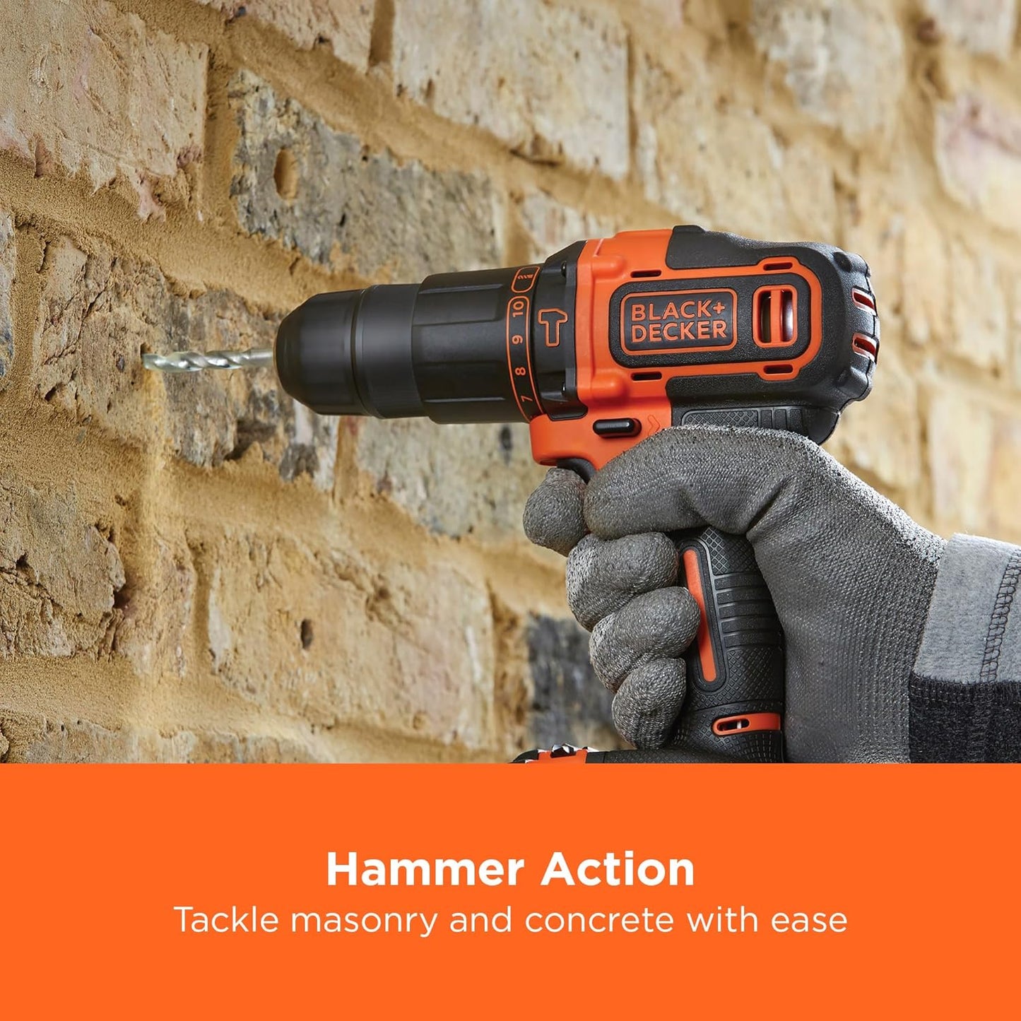 Black + Decker 18V Cordless Hammer Drill with Battery