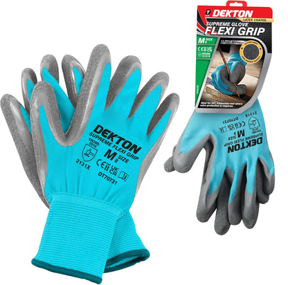 Dekton Flexi Grip Latex Coated Working Gloves | Ultimate Protection for DIY and Tradesmen | Ultra Grip Material | CE Cat 2 and EN388 Certified | Ideal for Protection in Various Task( M, L, XL )