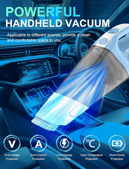 New - Handheld Vacuum Cleaner, Wireless Car Vacuum, 9000 Pa Suction Power, 11.1 V Li-ion 7800 mAh Battery, Quick Cleaning, Wet and Dry Use