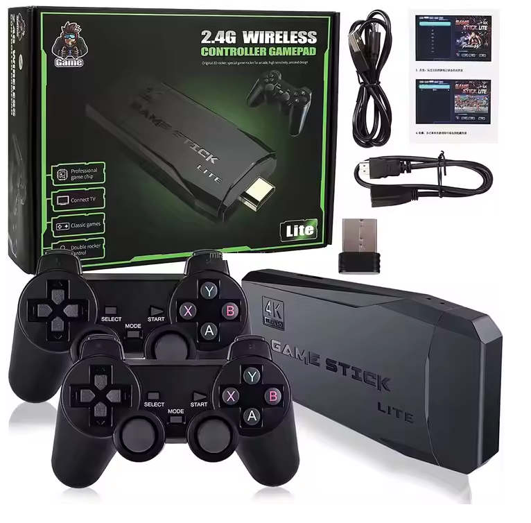 TV 64G Built-in 20000 Games Stick 2 Wireless Controller Gamepad 4K HD Video Game Console