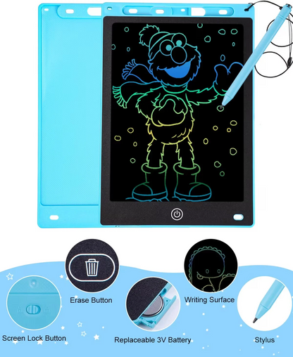 LCD Writing Tablet, 12 Inch Pink or Blue Drawing Board for Kids, Reusable Learning Pads Airplane Travel Toys for 3 4 5 6 Year Old Girls Toddlers, Educational Doodle Scribbler Gifts for Birthday