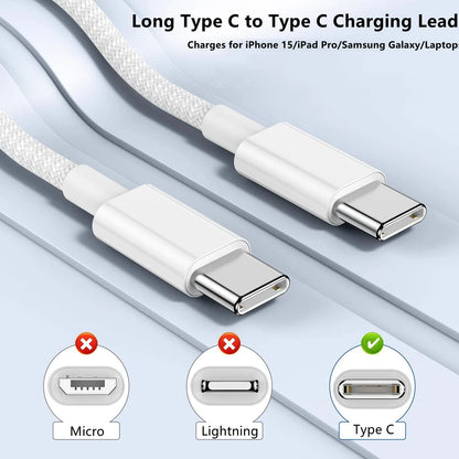 Original iPhone 15 Charger Cable [1Pack 2M or 1Pack 1M], Long USB C to USB C Charging Cable