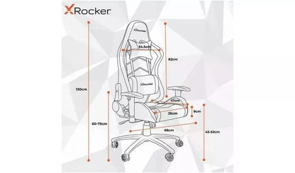 New - X Rocker Alpha Fabric Ergonomic Office Gaming Chair - Grey