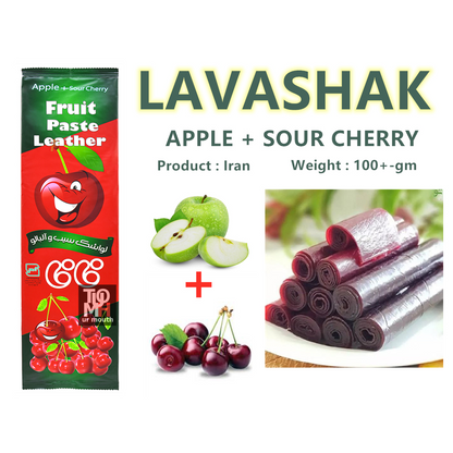 Fa Fa Mix Fruit Healthy Snack Flat Fruit Sour Lavashak Fruit Leather ( Apple + Sour Cherry ) + ( Apple + Plum ) - 100g ( Pack 2 )